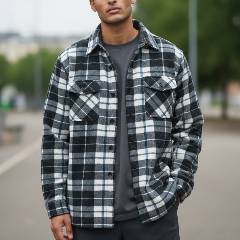 Freedom Foundry Plaid Fleece Shirt Jacket Shacket L